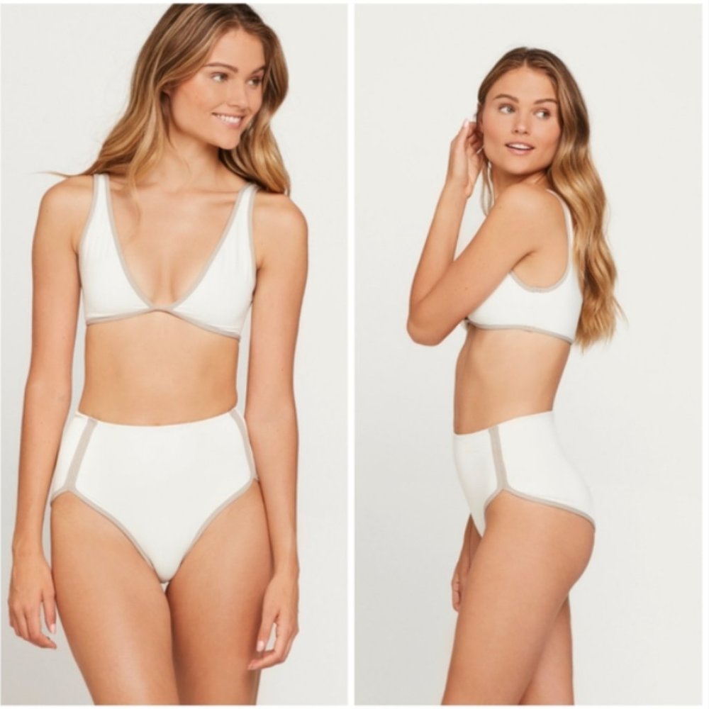 NWT L*Space Mickee Top Cali Bottom Sporty Bikini Cream Taupe Combo Size M